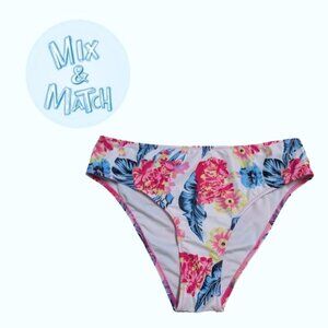 Beachsissi NWOT Highrise Retro Tropical Print Colorful Swim Bottoms